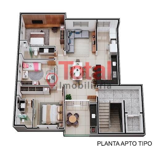 Apartamento à venda com 3 quartos, 105m² - Foto 1