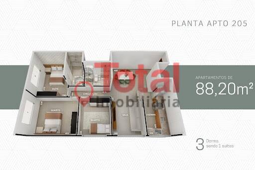 Apartamento à venda com 3 quartos, 88m² - Foto 1